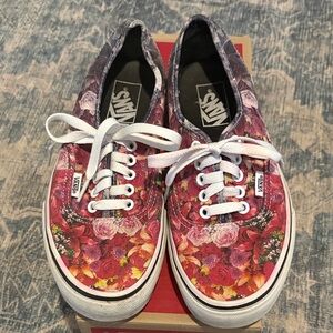 Vans Women's Floral Sneakers - Red and Pink